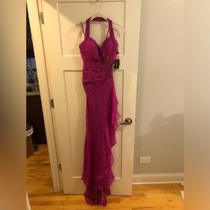 Terani Couture magenta sleeveless bejeweled long dress size 0